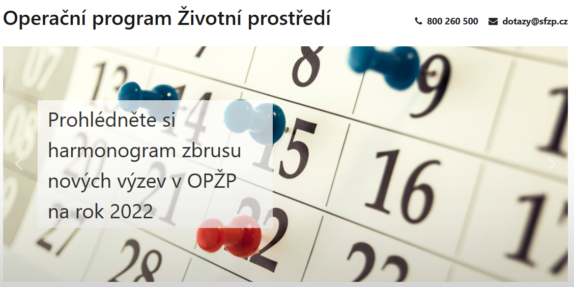 Výzva programu OPŽP.