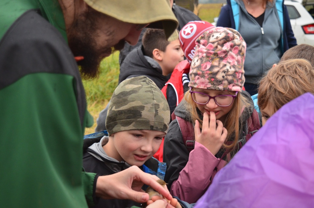 Pracovník AOPK ČR ukazuje dětem budníčka.